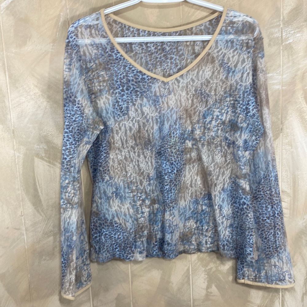 168. Weekenders Sheer/lace long sleeve top, size L